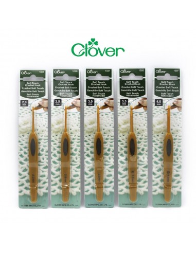 Aguja de ganchillo de acero Clover Soft Touch
