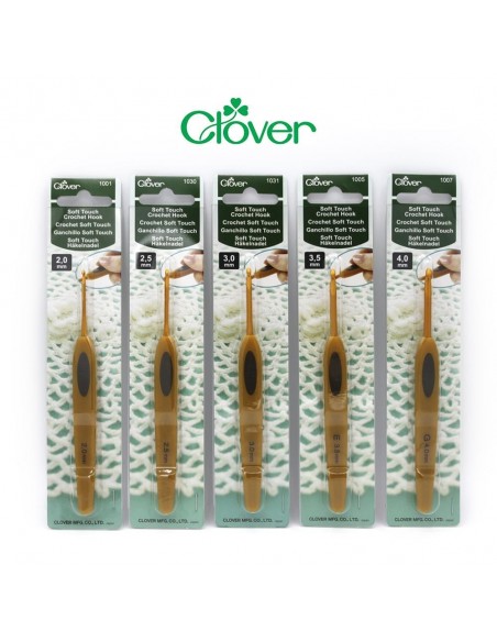 Aguja de ganchillo de acero Clover Soft Touch