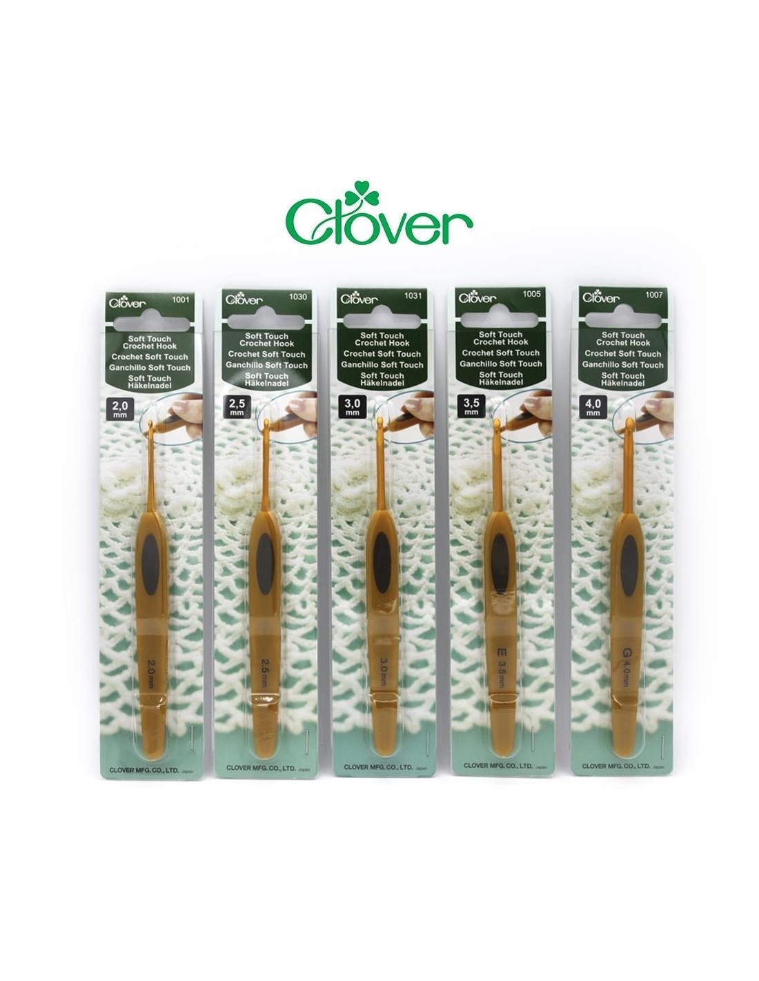 Aguja de ganchillo de acero Clover Soft Touch