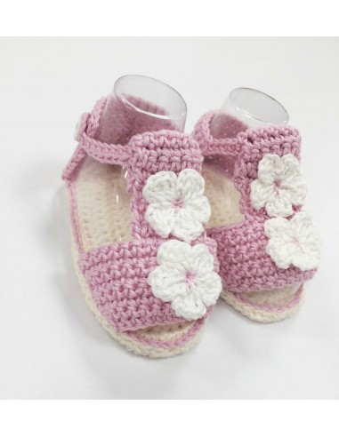 Sandalias para bebé con dedos al aire decorado con flores