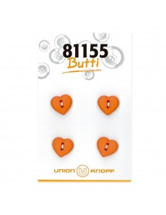 Blister 4 botones 15mm Corazón Naranja