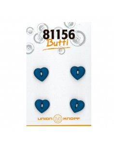 Blister 4 botones 15mm Corazón Azul